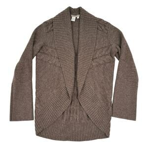 Vintage Isabella Bird Anthropologie Wool Blend Shawl Cardigan Taupe Brown Size M